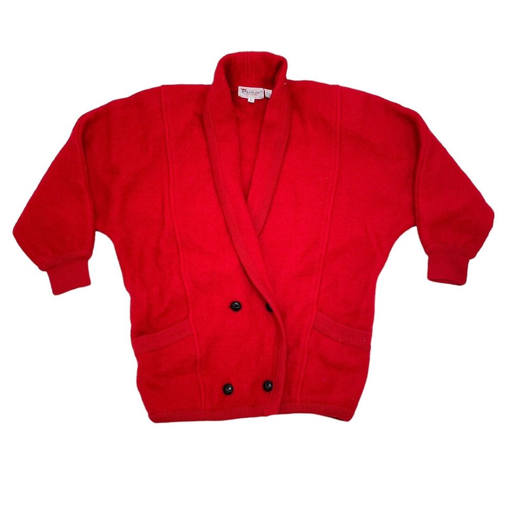 Parker Red Shawl Collar Double-Breasted Cardigan